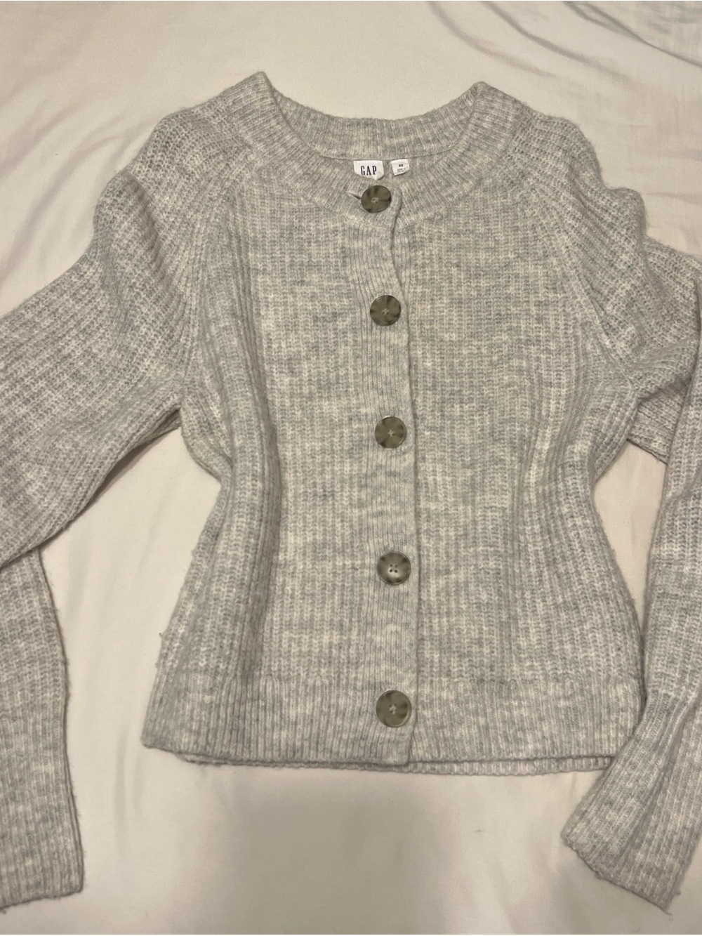 GAP Light Gray Ribbed Button Cardigan